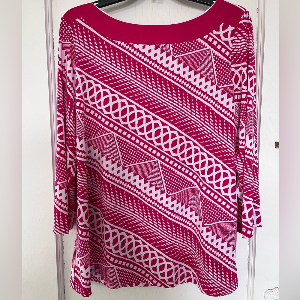 Pink/white tunic by Susan Graver, L